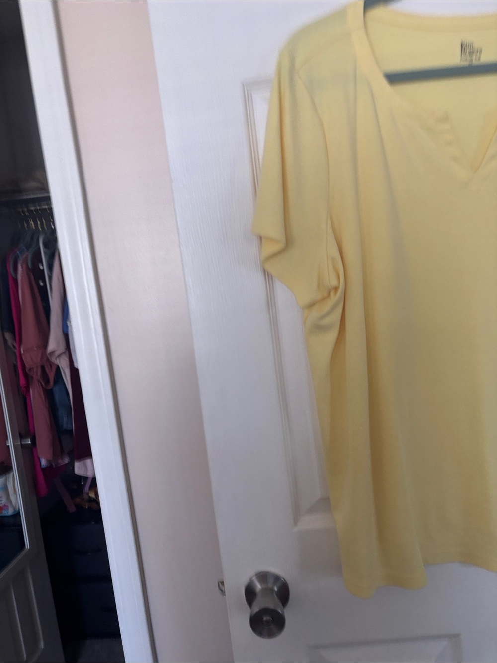 Kim Rogers Pale Yellow V-Neck Short Sleeve Top
